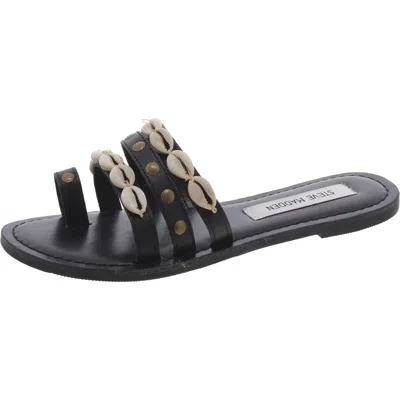 Steve Madden Seashore Womens Leather Toe Loop Slide Sandals In Multi