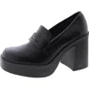 Steve Madden Natalia Womens Faux Leather Square Toe Loafer Heels In Black