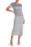 Steve Madden Selah Stripe Knit Midi Dress In White