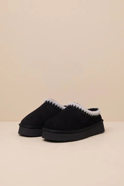 Steve Madden Selena-m Black Suede Flatform Slippers