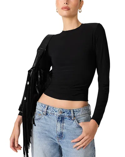 Steve Madden Seline Long Sleeve Knit Top In Black