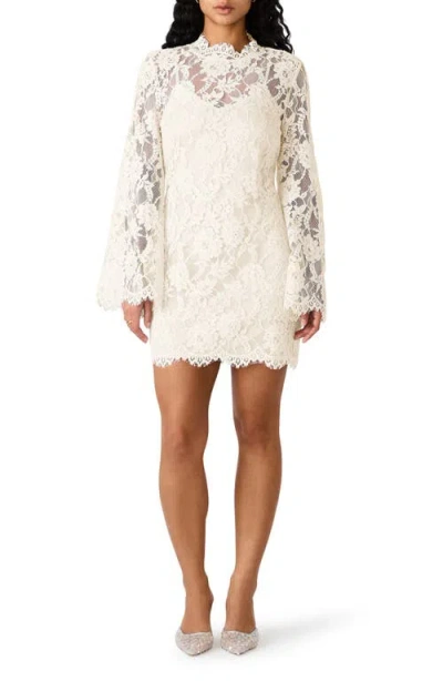 Steve Madden Selinna Lace Long Sleeve Minidress In Neutral