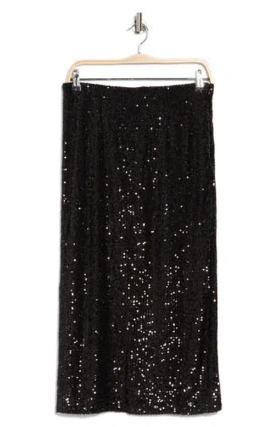 Steve Madden Sequin Column Midi Skirt In Black