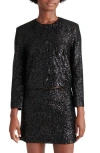 Steve Madden Ginger Sequin Long Sleeve Minidress In Black