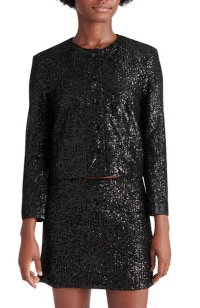 Steve Madden Ginger Sequin Long Sleeve Minidress In Black