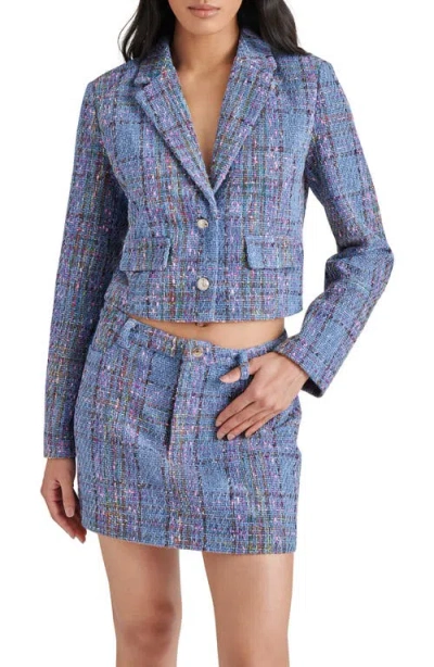 Steve Madden Seraphine Tweed Jacket In Blue Multi