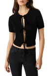 Steve Madden Sereia Tie Front Crop Cardigan In Black