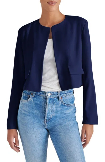 Steve Madden Serene Crop Blazer In Blue