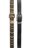 Steve Madden Set Of 2 Faux Leather Belts In Multi