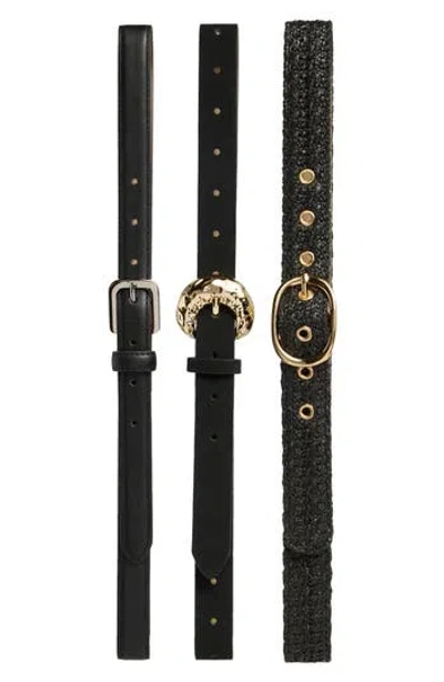 Steve Madden Set Of 3 Belts In Black