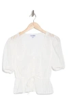 Steve Madden Shadow Stripe Ruffle Cotton Button Top