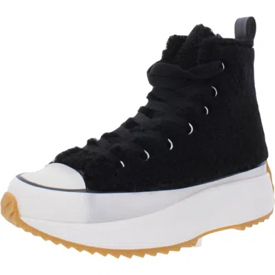 Steve Madden Shaft Womens Faux Fur Lifestyle Fashion Sneakers In Black
