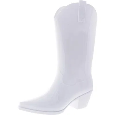 Steve Madden Shallow Womens Tall Pointed Toe Rain Boots In White