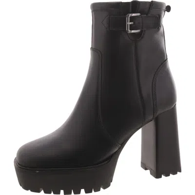 Steve Madden Sharonna Womens Zipper Buckle Ankle Boots In Black