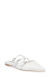 Steve Madden Women's Shatter Pointed-toe Mule Flats In White Leather