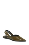 Steve Madden Shay Pointed Toe Slingback Flat In Olive Leather