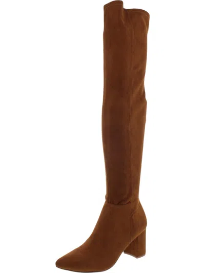 Steve Madden Shaya Womens Faux Suede Pointed Toe Over-the-knee Boots In Brown