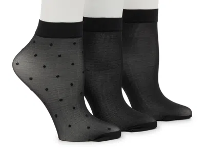 Steve Madden Sheer Dot Ankle Sock Set 3 Pack In Black