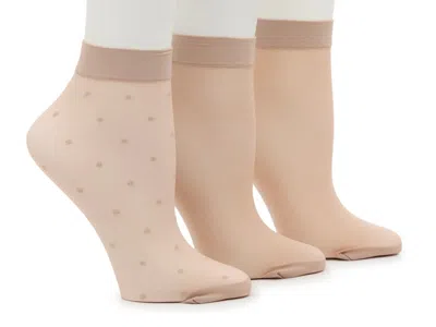 Steve Madden Sheer Dot Ankle Sock Set 3 Pack In Brown