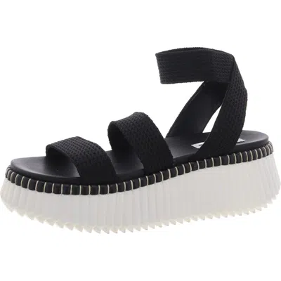 Steve Madden Shelle Womens Slip On Elastic Platform Sandals In Black