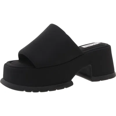 Steve Madden Shelly Womens Padded Insole Knit Platform Sandals In Black