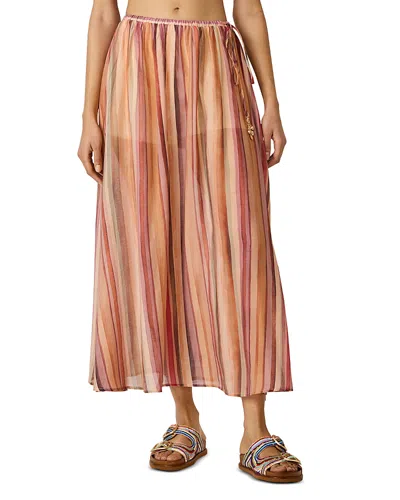 Steve Madden Shilloh Stripe Midi Skirt In Brown