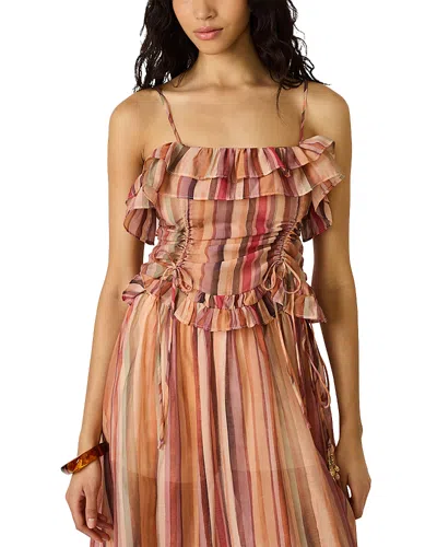 Steve Madden Shilloh Stripe Ruffle Camisole In Brown