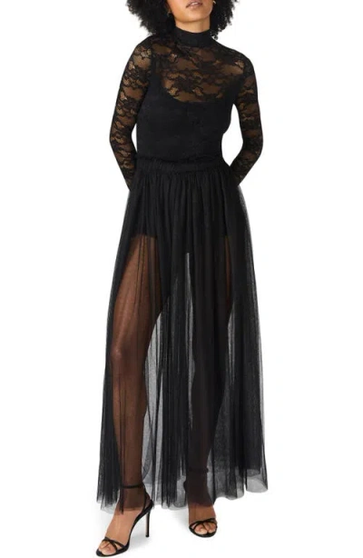 Steve Madden Shiloh Long Sleeve Lace Dress In Black