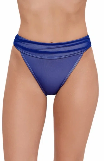 Steve Madden Shirred Hipster Bikini Bottoms In Blue