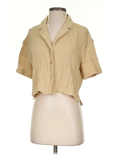 Pre-owned Steve Madden Short Sleeve Blouse In Tan