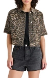 Steve Madden Short Sleeve Denim Jacket In Fatigue Cheetah