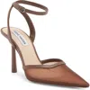 Steve Madden Alessi Womens Ankle Strap Stiletto Pointed Toe Heels In Brown