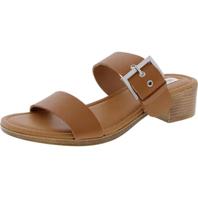 Steve Madden Silvana Womens Buckle Leather Block Heel In Brown