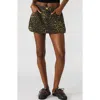 Steve Madden Simona Leopard Print Denim Miniskirt In Brown