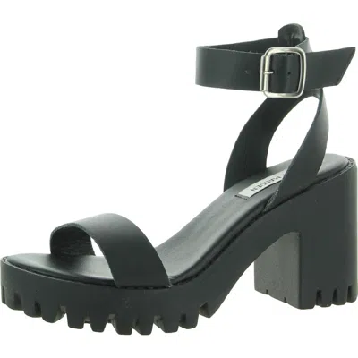 Steve Madden Sincere Womens Leather Block Heel Platform Sandals In Black