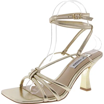 Steve Madden Singapore Womens Strappy Faux Leather Ankle Strap In Gold