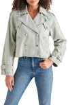 Steve Madden Sirus Crop Denim Trench Coat In Stone Blue