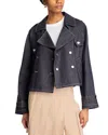 Steve Madden Sirus Double Breasted Denim Jacket In Dark Indigo