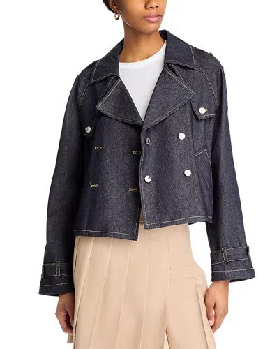 Steve Madden Sirus Double Breasted Denim Jacket In Dark Indigo