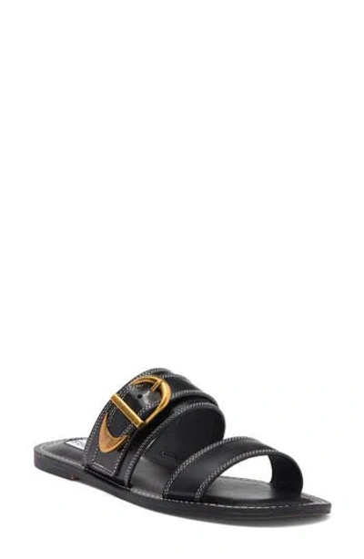 Steve Madden Sivan Slide Sandal In Black Leather