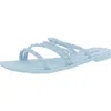 Steve Madden Skyler J Womens Slip On Studded Slide Sandals In Blue