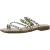 Steve Madden Skyler Womens Studded Manmade Flat Sandals In Animal Print