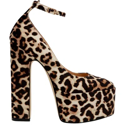 Steve Madden Skyrise Platform Pump Leopard Velvet Skyr01s1-965 Women's In Animal Print