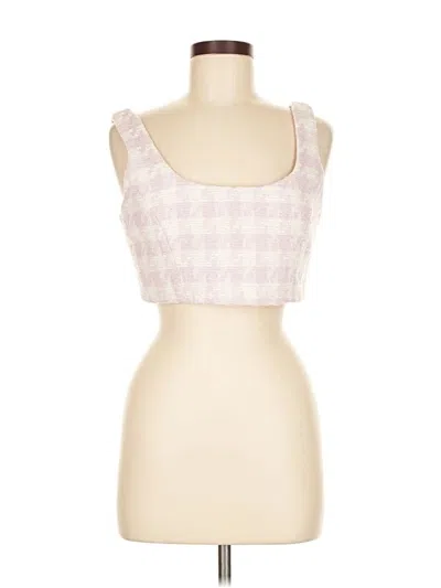 Pre-owned Steve Madden Sleeveless Top Pink Houndstooth Pattern Scoop Neck Tops