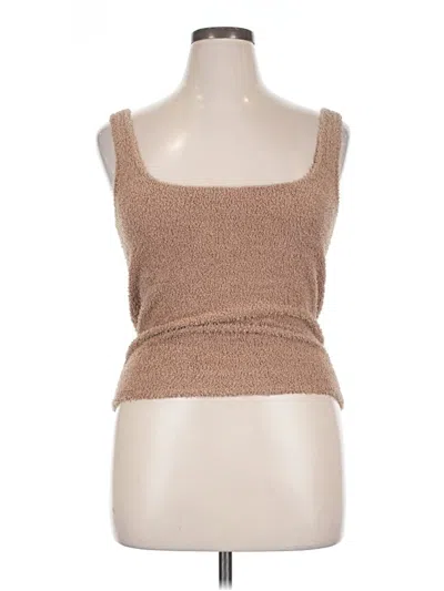 Pre-owned Steve Madden Sleeveless Top Tan Square Neckline Tops In Brown