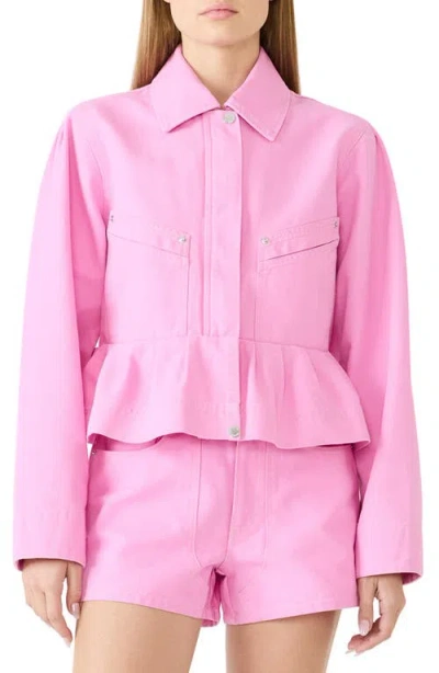 Steve Madden Sloan Cotton Peplum Jacket In Pink