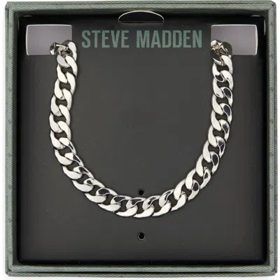 Steve Madden Small Flat Curb Chain Necklace In Metallic