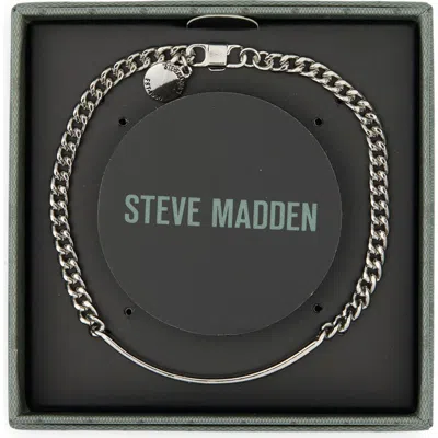 Steve Madden Small Skinny Bar Chain Link Bracelet In Metallic