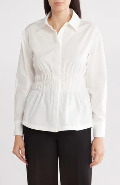 Steve Madden Smock Waist Button Up Shirt In Cloud