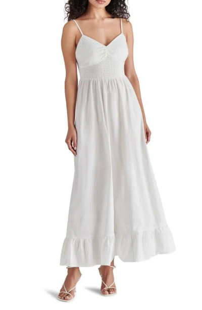 Steve Madden Smocked Cotton Maxi Dress In Cloud